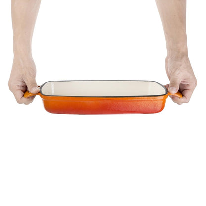 Vogue Orange Rectangular Cast Iron Dish 1.8Ltr • PAS-GH321