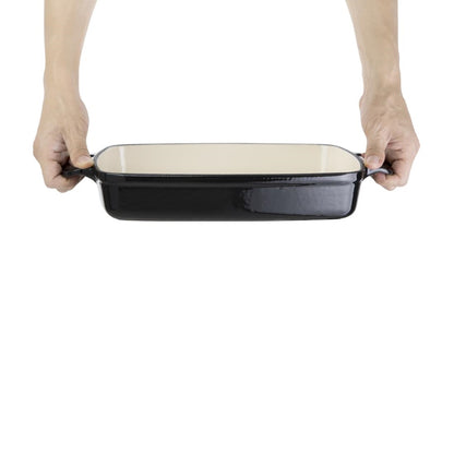 Vogue Black Rectangular Cast Iron Dish 2.8Ltr • PAS-GH324