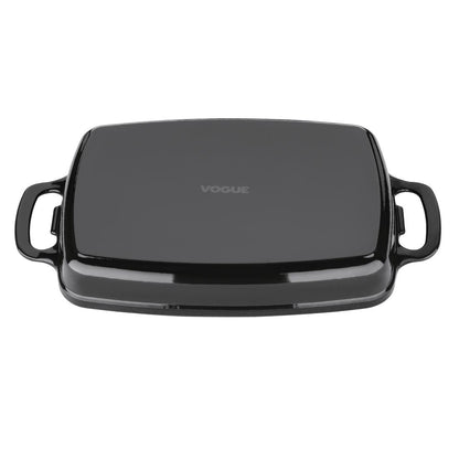 Vogue Black Rectangular Cast Iron Dish 2.8Ltr • PAS-GH324