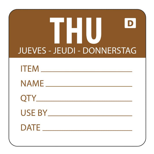 Hygiplas Dissolvable Day of the Week Labels Thursday (250 Pack) • PAS-GH354