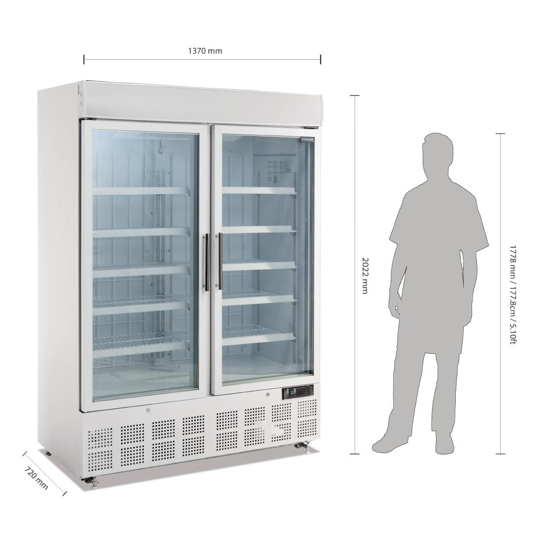 Polar G-Series Upright Display Freezer 920Ltr White • PAS-GH507-A