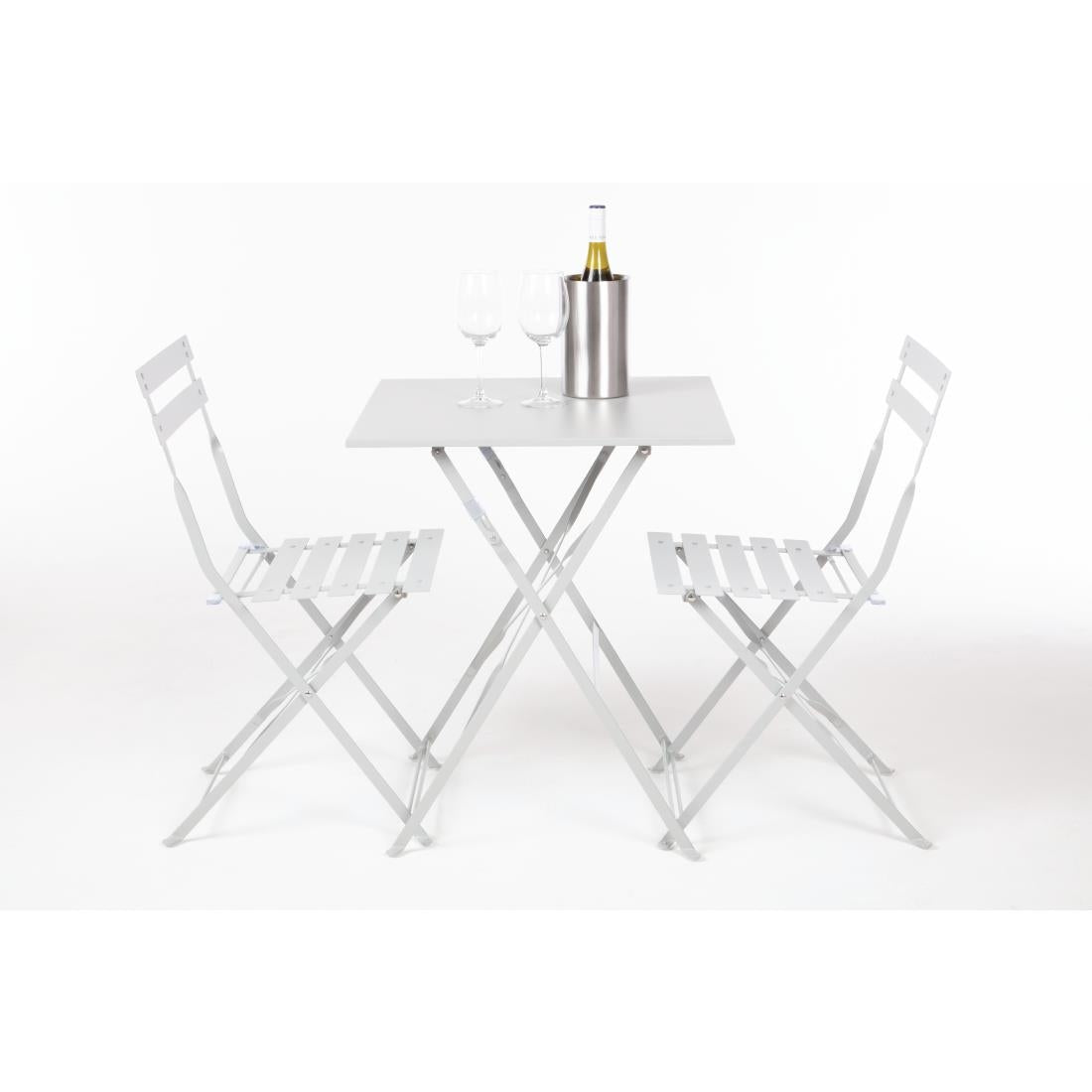 Bolero Grey Pavement Style Steel Folding Chairs (2 Pack) • PAS-GH551