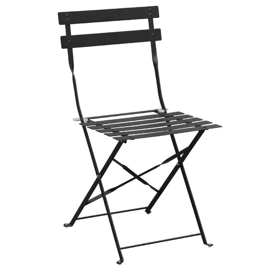 Bolero Black Pavement Style Steel Folding Chairs (2 Pack) • PAS-GH553