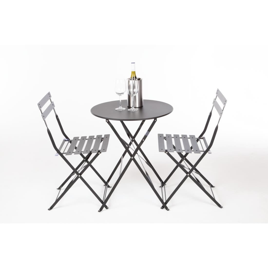 Bolero Black Pavement Style Steel Folding Chairs (Pack of 2) • PAS-GH553