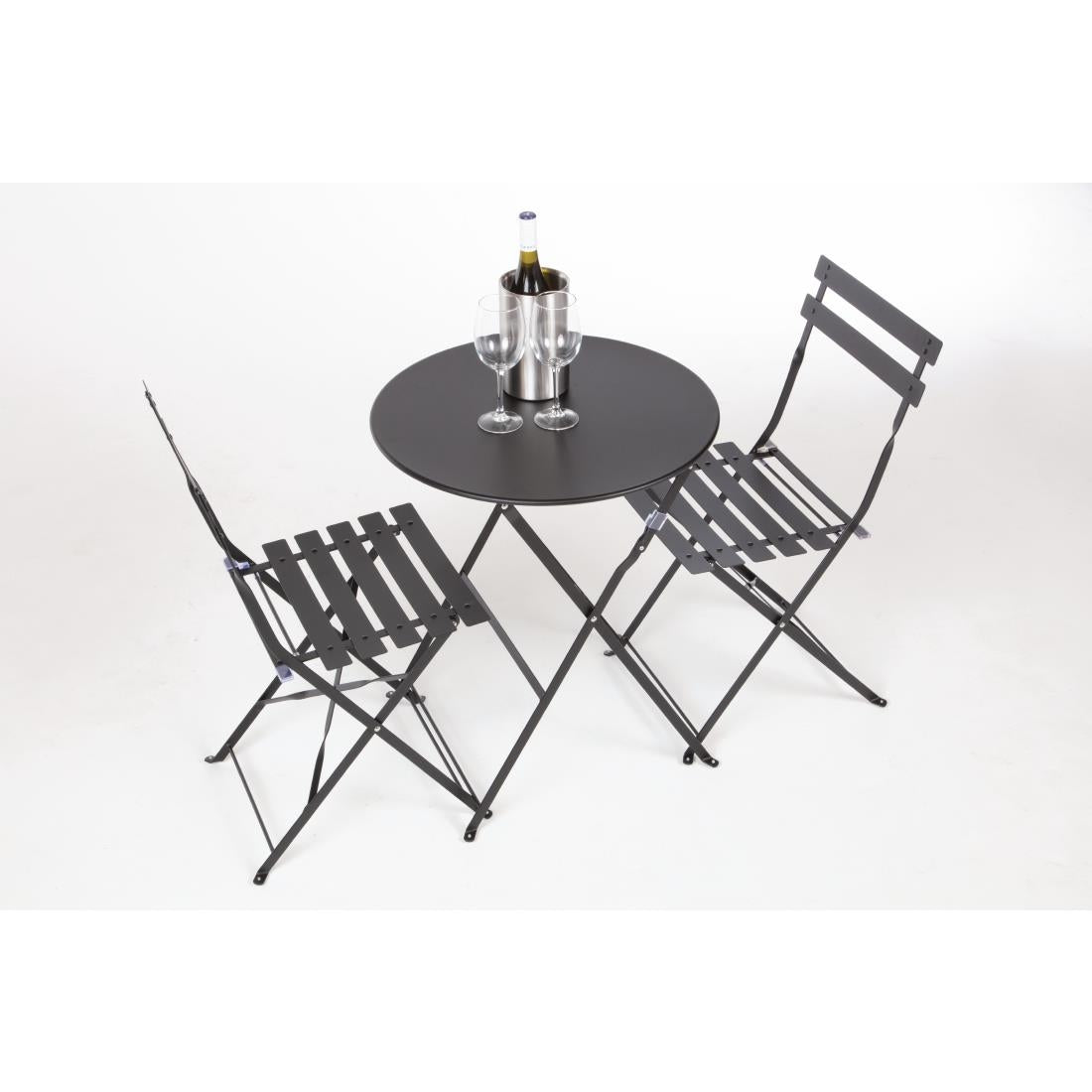 Bolero Black Pavement Style Steel Folding Chairs (Pack of 2) • PAS-GH553