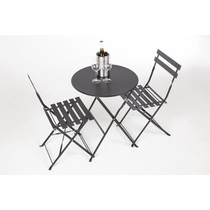 Bolero Black Pavement Style Steel Folding Chairs (Pack of 2) • PAS-GH553