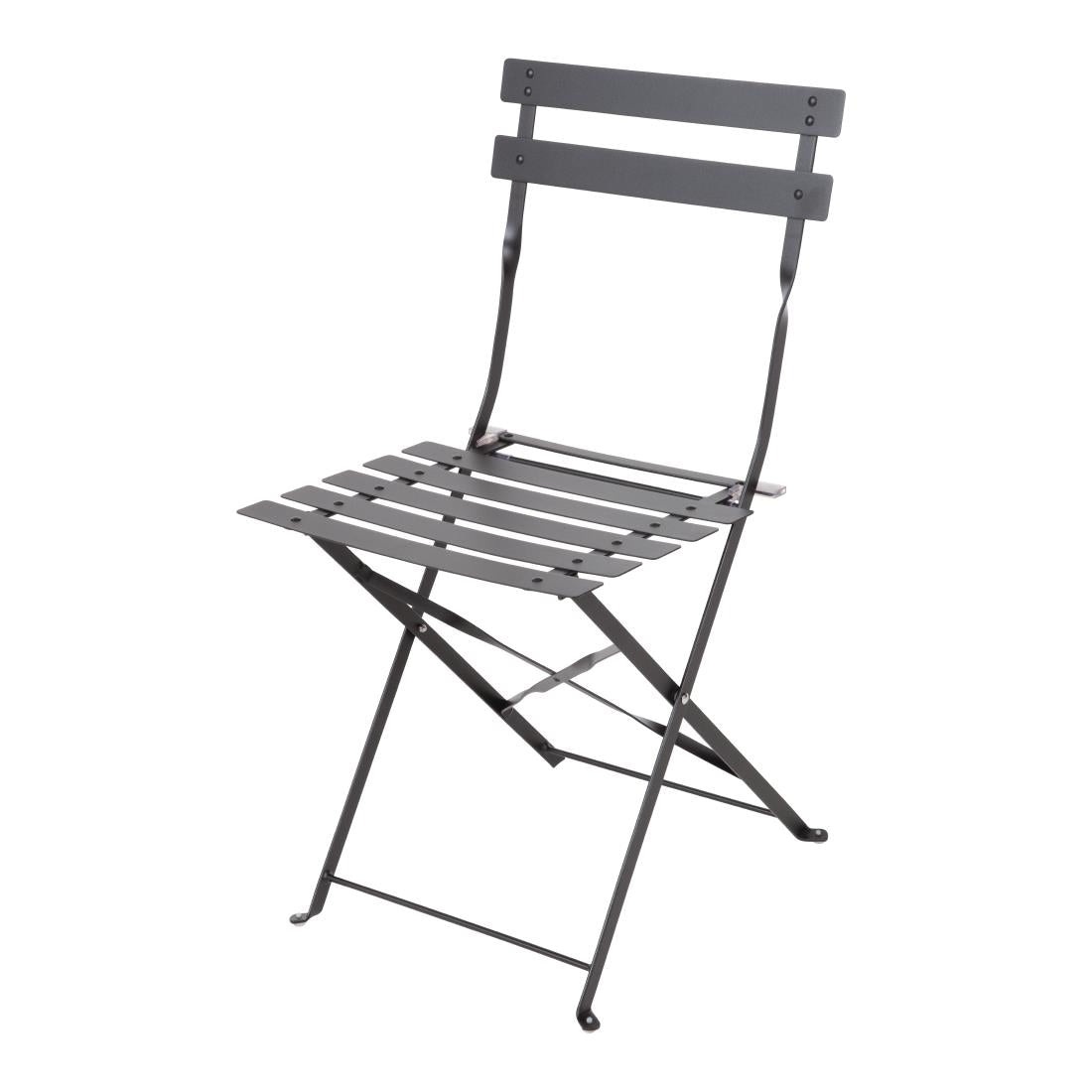 Bolero Black Pavement Style Steel Folding Chairs (Pack of 2) • PAS-GH553