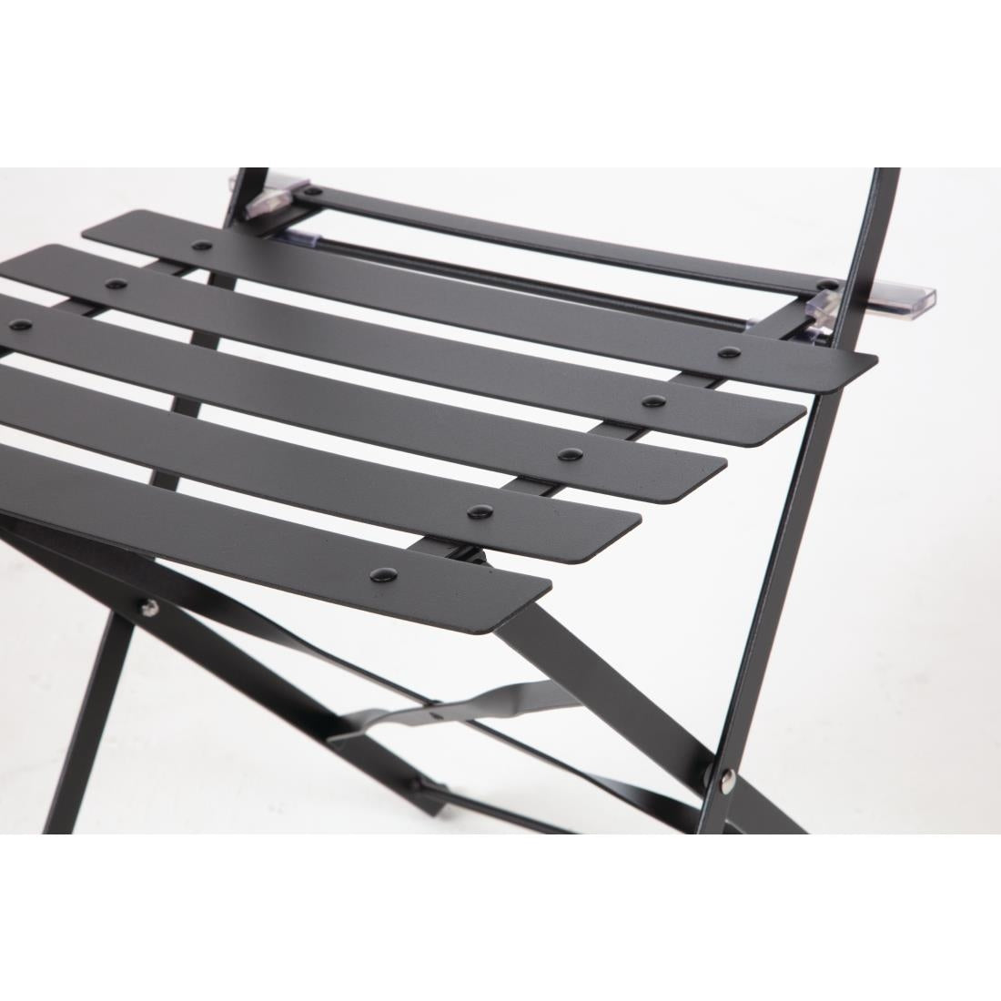 Bolero Black Pavement Style Steel Folding Chairs (Pack of 2) • PAS-GH553