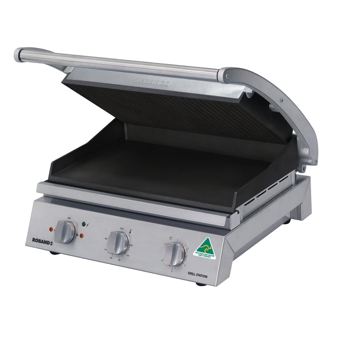 Roband 8 Slice Grill Station Ribbed Top & Smooth Bottom Non-Stick 2300w GSA810RT • PAS-GH845