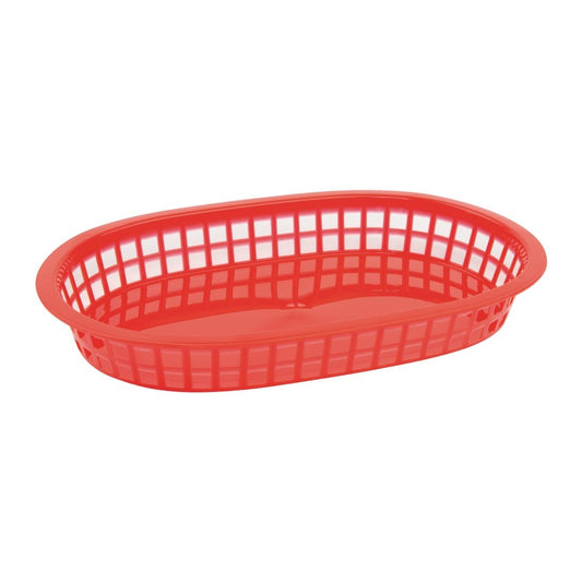 Olympia Oval Polypropylene Food Basket Red (6 Pack) • PAS-GH967