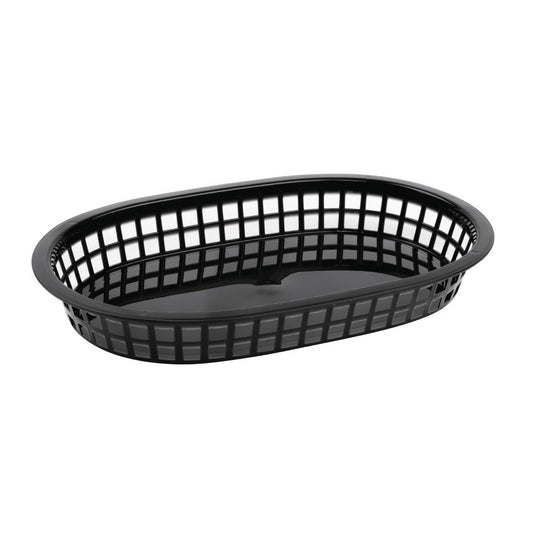 Olympia Oval Polypropylene Food Basket Black (6 Pack) (Pack of 6) • PAS-GH969
