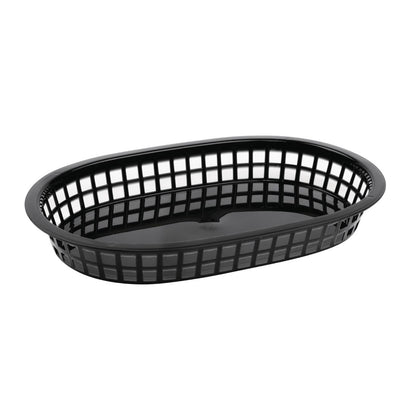 Olympia Oval Polypropylene Food Basket Black (6 Pack) • PAS-GH969