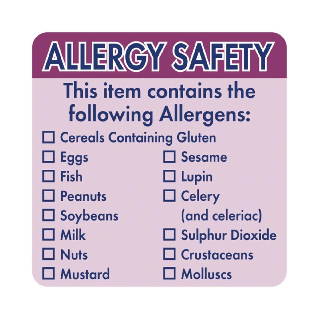 Hygiplas Allergen Food Labels (500 Pack) • PAS-GJ058