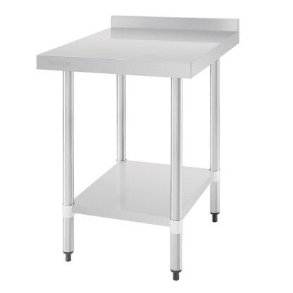 Vogue Stainless Steel Table with Splashback 600mm • PAS-GJ505