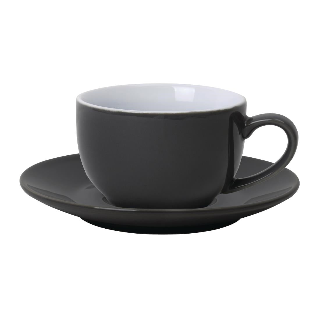 Olympia Cafe Saucer Charcoal (Fits GK075 & GK078) - 154mm 6" (12 Pack) (158(Ø)mm / 6.25" | Pack Quantity: 12) • PAS-GL049