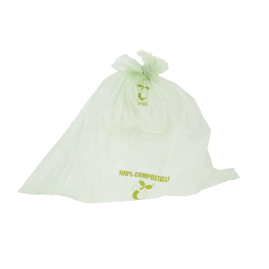 Jantex Green Compostable Bin Liners 10Ltr (24 Pack) (Capacity: 10Ltr. Maximum Weight Capacity: 3-5kg. 445(L)x390(W)mm) • PAS-HW684