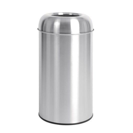 Bolero Bullet Bin with Open Top Lid Silver 40Ltr • PAS-GK972