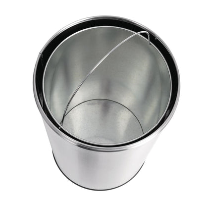 Bolero Bullet Bin with Open Top Lid Silver 40Ltr (Galvanised Inner Liner | Material: Stainless Steel & Powder Coated Steel | 640(H)x355(Ø)mm) • PAS-GK972