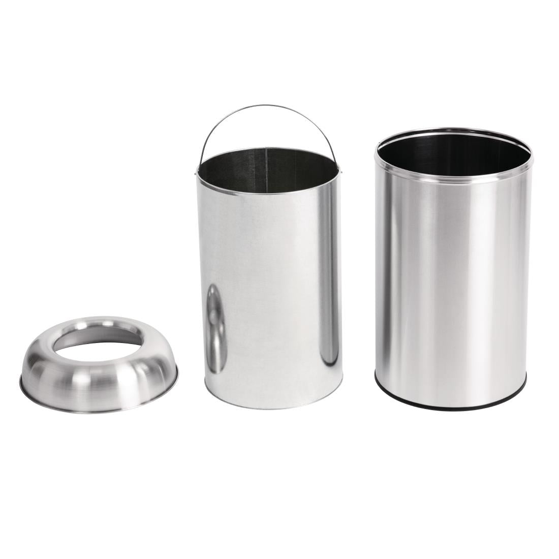 Bolero Bullet Bin with Open Top Lid Silver 40Ltr • PAS-GK972