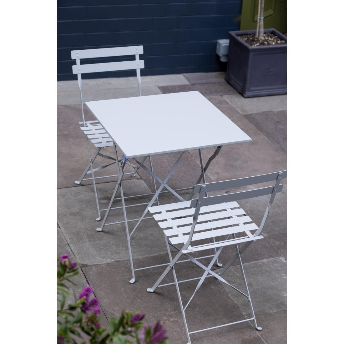 Bolero Grey Square Pavement Style Steel Table • PAS-GK988
