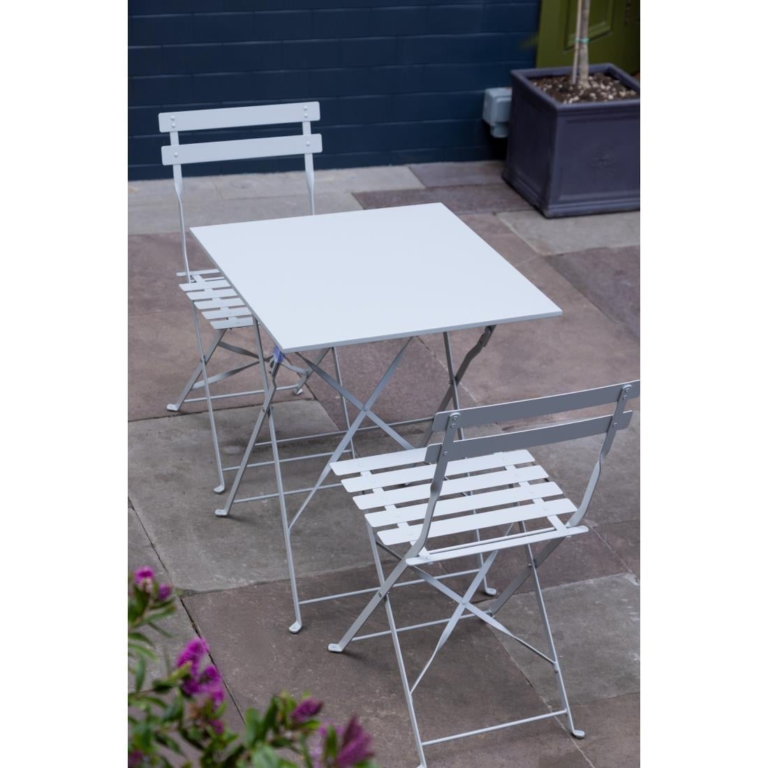Bolero Grey Pavement Style Steel Folding Chairs (2 Pack) • PAS-GH551