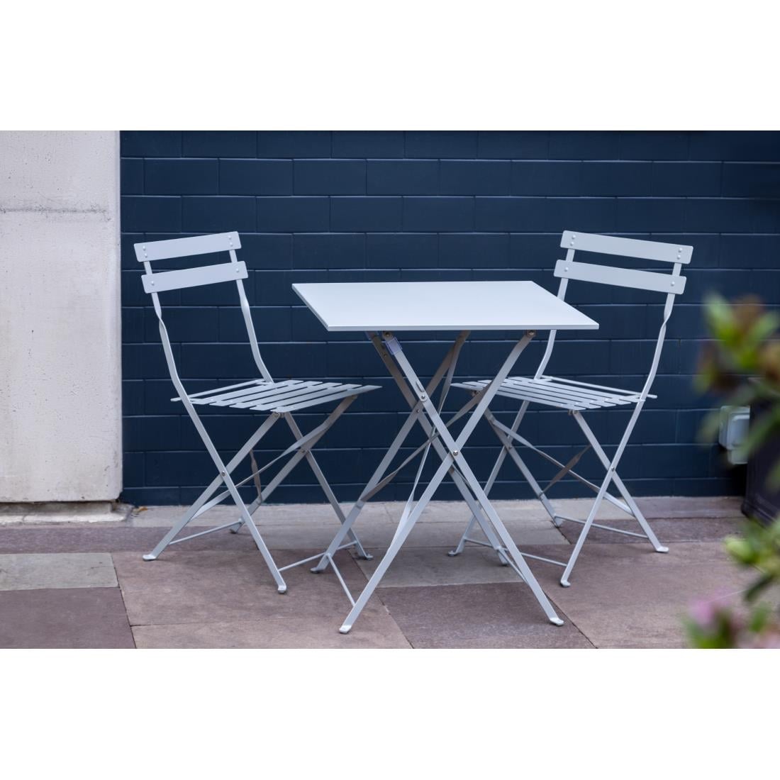 Bolero Grey Pavement Style Steel Folding Chairs (2 Pack) • PAS-GH551