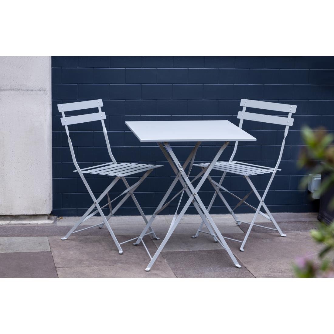 Bolero Grey Square Pavement Style Steel Table • PAS-GK988