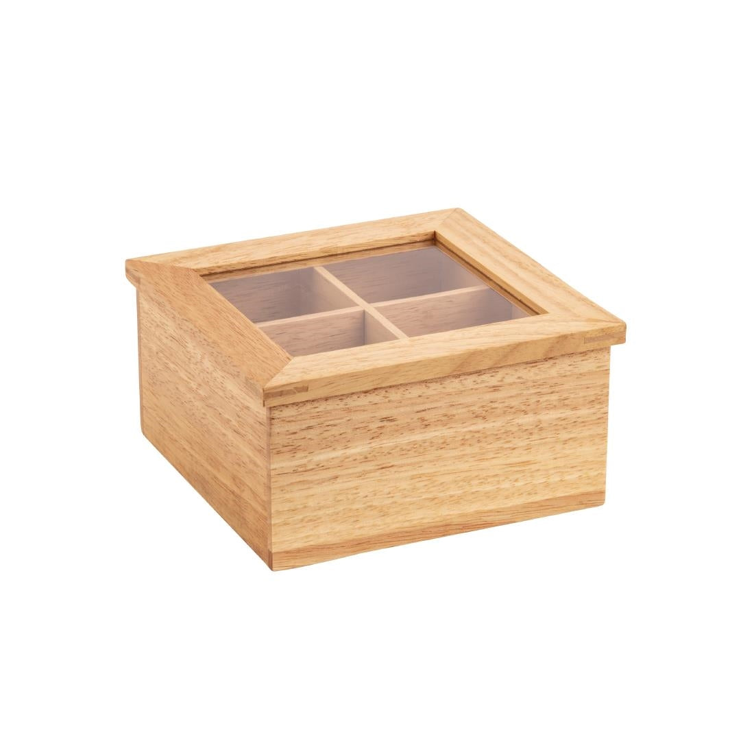 Olympia Mini Hevea Wood Tea Box with Lid • PAS-GL089