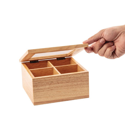 Olympia Mini Hevea Wood Tea Box with Lid • PAS-GL089