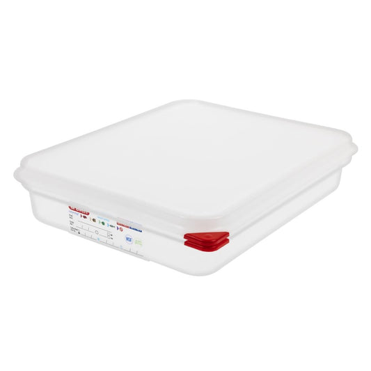 Araven Polypropylene 1/2 Gastronorm Containers With Lids 65mm (4 Pack) (Capacity: 4Ltr | GN 1/2 | Depth: 65mm | Pack quantity: 4) • PAS-GL261