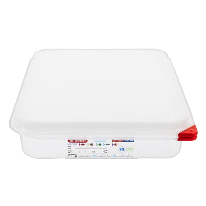 Araven Polypropylene 1/2 Gastronorm Containers With Lids 65mm (4 Pack) (Capacity: 4Ltr | GN 1/2 | Depth: 65mm | Pack quantity: 4) • PAS-GL261