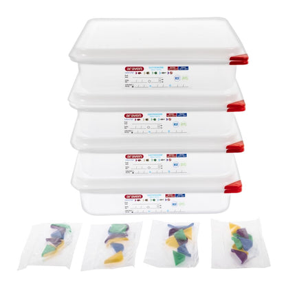 Araven Polypropylene 1/2 Gastronorm Containers With Lids 65mm (4 Pack) (Capacity: 4Ltr | GN 1/2 | Depth: 65mm | Pack quantity: 4) • PAS-GL261