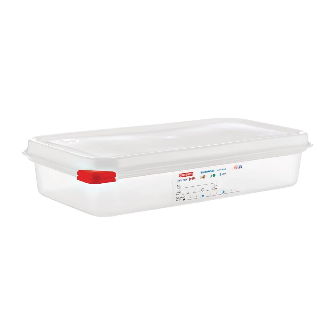 Araven Polypropylene 1/3 Gastronorm Containers With Lids 65mm (4 Pack) • PAS-GL262
