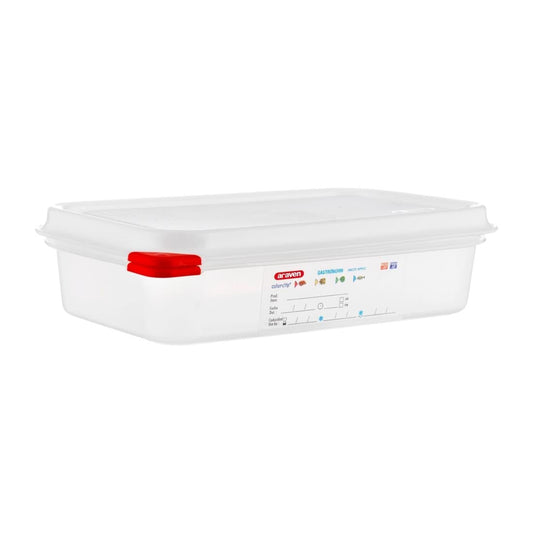Araven Polypropylene 1/4 Gastronorm Containers With Lids 65mm (4 Pack) • PAS-GL263