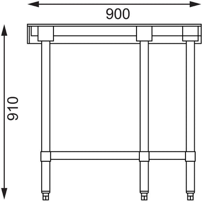 Vogue Stainless Steel Corner Table 700mm • PAS-GL278