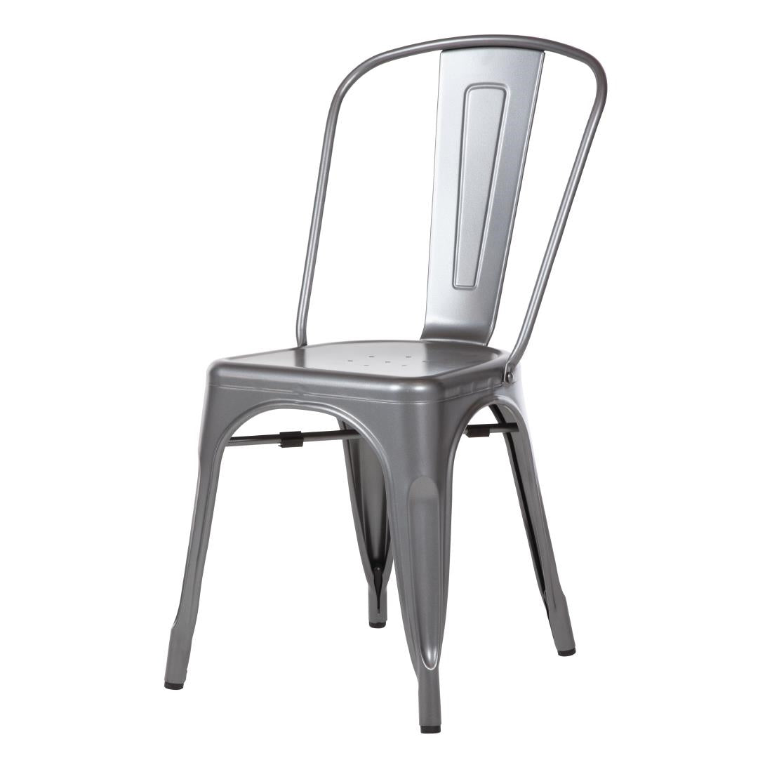Bolero Gun Metal Grey Steel Bistro Side Chair (4 Pack) (Pack of 4) • PAS-GL329