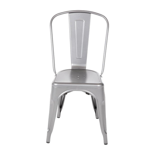 Bolero Gun Metal Grey Steel Bistro Side Chair (Pack of 4) • PAS-GL329