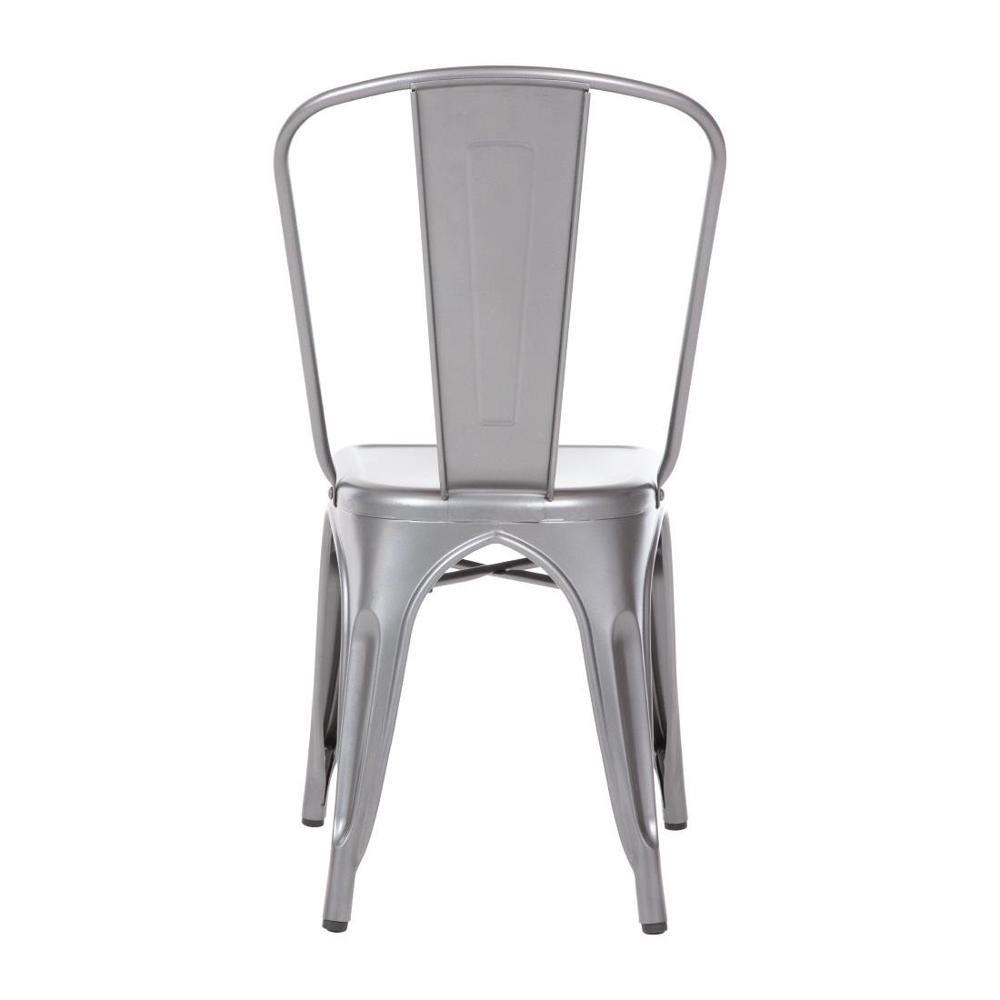 Bolero Gun Metal Grey Steel Bistro Side Chair (Pack of 4) • PAS-GL329