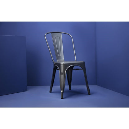 Bolero Gun Metal Grey Steel Bistro Side Chair (4 Pack) (Pack of 4) • PAS-GL329