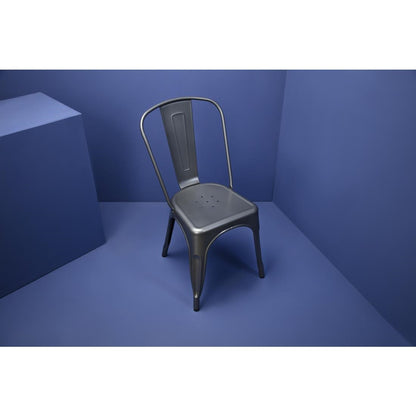 Bolero Gun Metal Grey Steel Bistro Side Chair (4 Pack) • PAS-GL329