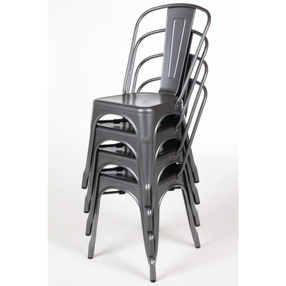 Bolero Gun Metal Grey Steel Bistro Side Chair (4 Pack) (Pack of 4) • PAS-GL329