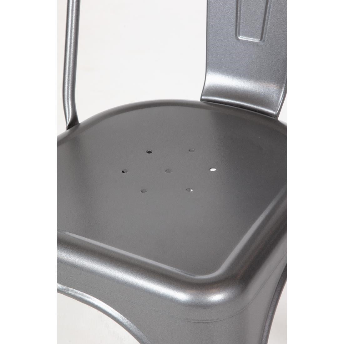 Bolero Gun Metal Grey Steel Bistro Side Chair (4 Pack) • PAS-GL329
