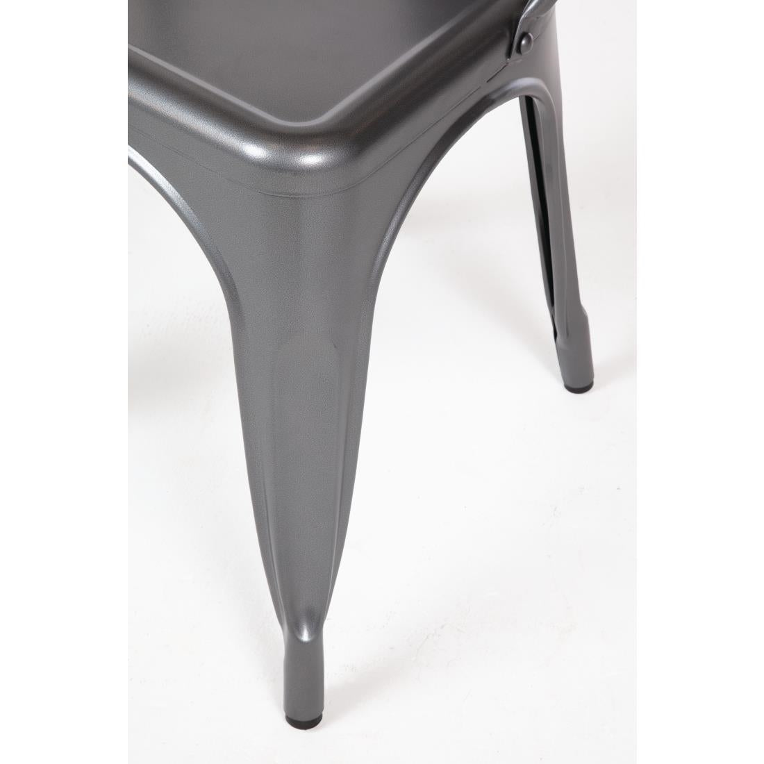 Bolero Gun Metal Grey Steel Bistro Side Chair (Pack of 4) • PAS-GL329