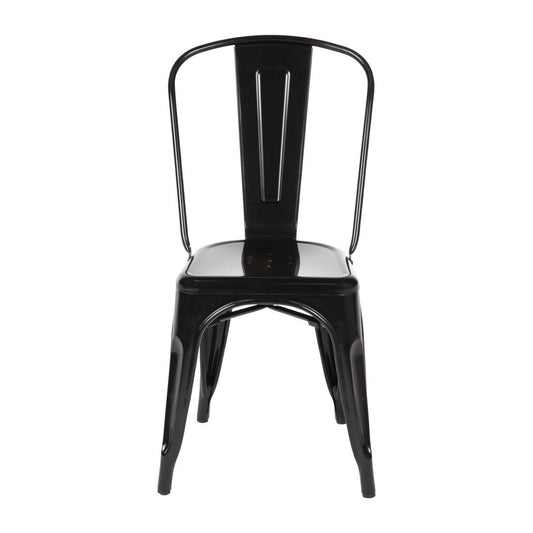 Bolero Black Steel Bistro Side Chair (4 Pack) • PAS-GL331