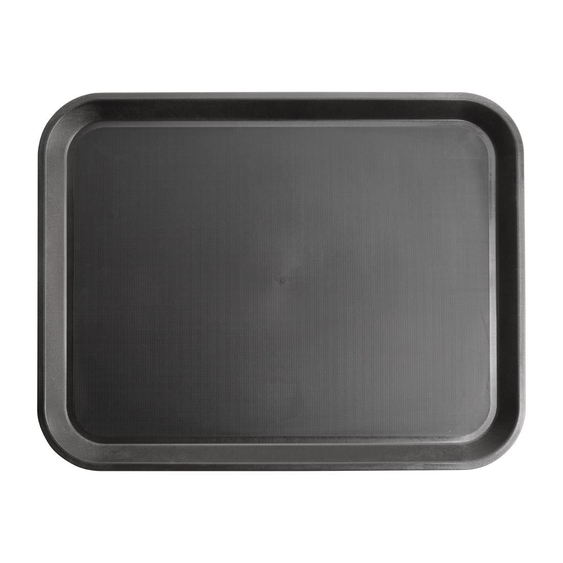 Olympia Kristallon Polypropylene Rectangular Non-Slip Tray Black 410mm (Size: 410(W)x305(W)x20(H)mm | Sold individually) • PAS-GM238