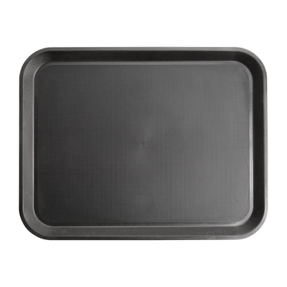 Olympia Kristallon Polypropylene Rectangular Non-Slip Tray Black 410mm (Size: 410(W)x305(W)x20(H)mm | Sold individually) • PAS-GM238