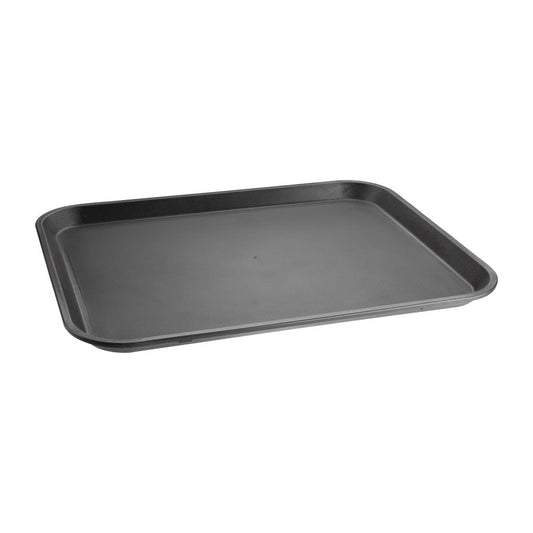 Olympia Kristallon Polypropylene Rectangular Non-Slip Tray Black 410mm (Size: 410(W)x305(W)x20(H)mm | Sold individually) • PAS-GM238
