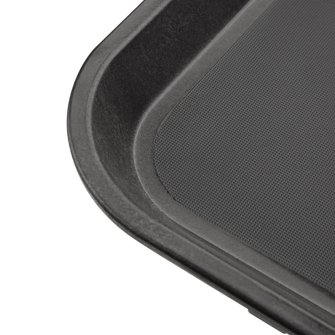 Olympia Kristallon Polypropylene Rectangular Non-Slip Tray Black 410mm (Size: 410(W)x305(W)x20(H)mm | Sold individually) • PAS-GM238