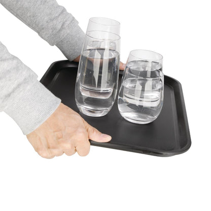 Olympia Kristallon Polypropylene Rectangular Non-Slip Tray Black 410mm (Size: 410(W)x305(W)x20(H)mm | Sold individually) • PAS-GM238