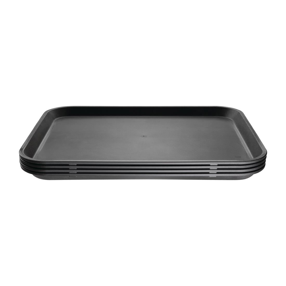 Olympia Kristallon Polypropylene Rectangular Non-Slip Tray Black 410mm (Size: 410(W)x305(W)x20(H)mm | Sold individually) • PAS-GM238